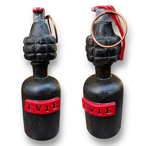 RA Hetherington "Evil" 8" Ceramic Grenade Sculpture DF5975